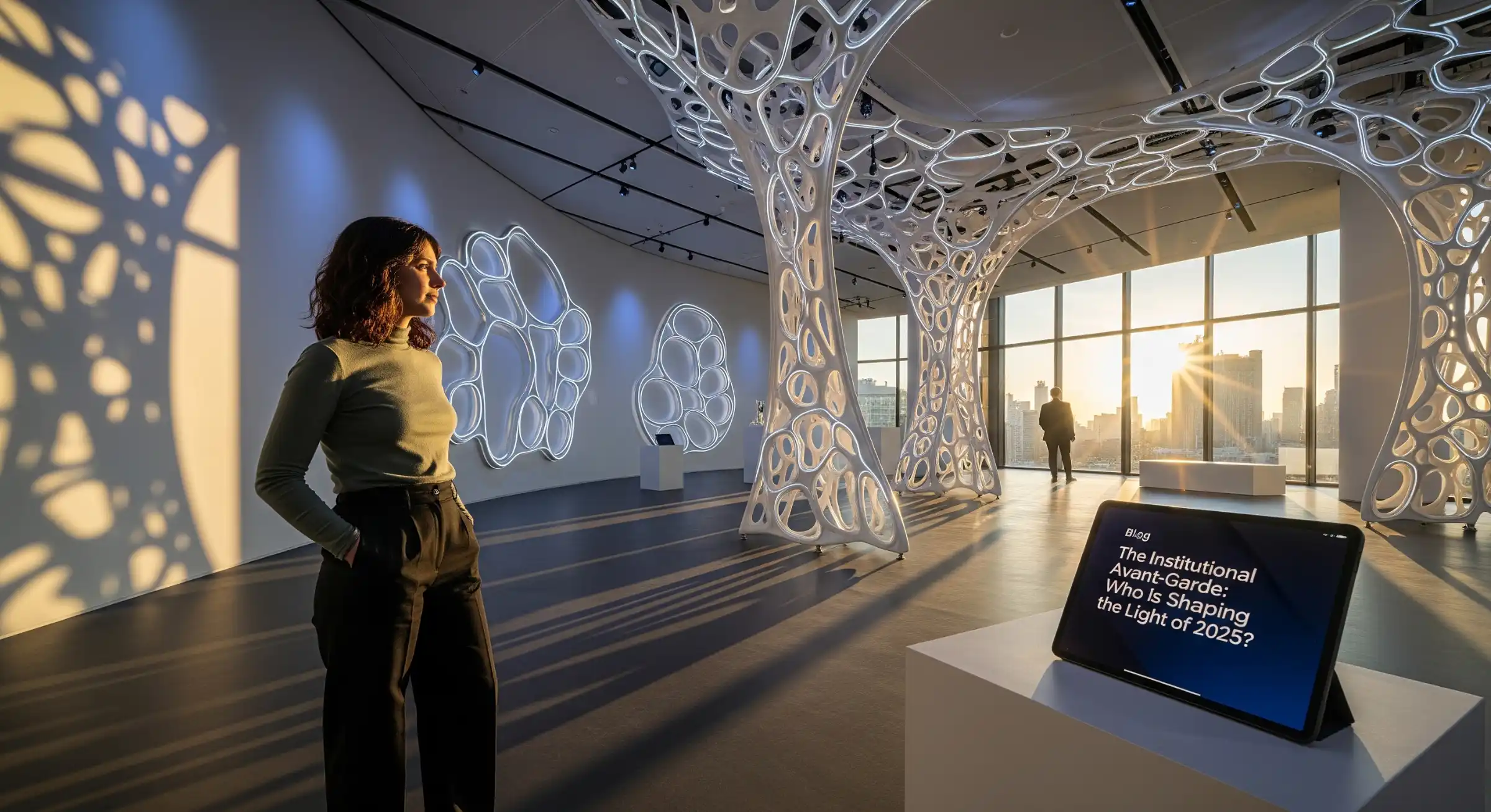 Modern architectural lighting installation with organic curves.